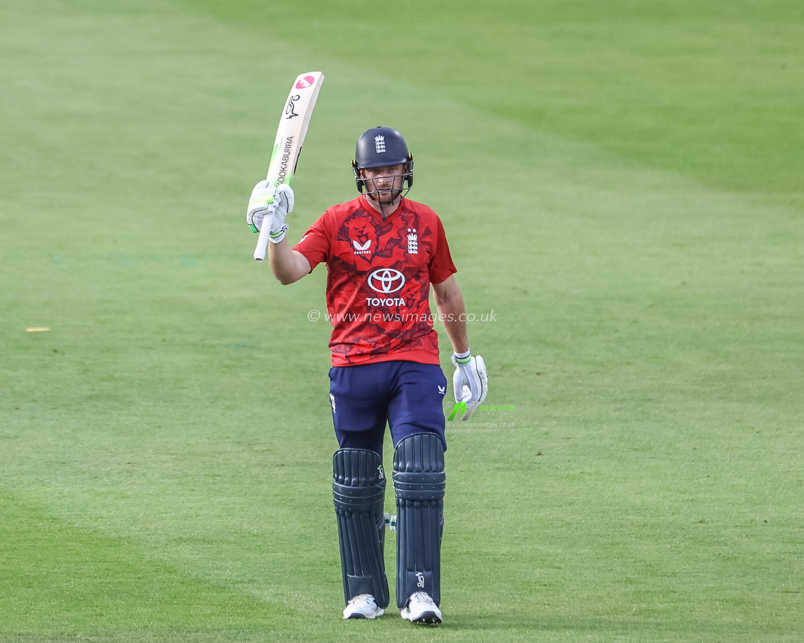 Jos Buttler of England celebrates a half century (50 runs) during the 1st Vitality T20 International Series England v West Indies at Banks Homes Riverside Stadium, Chester-le-street, United Kingdom, 6th June 2025

(Photo by Mark Cosgrove/News Images)