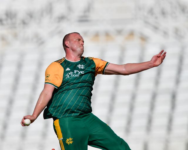 Luke FLETCHER of Nottingham Outlaws bowling during the Royal London One-day Cup match Nottinghamshire vs Essex at Trent Bridge, Nottingham, United Kingdom, 11th August 2024

(Photo by Mark Dunn/News Images)