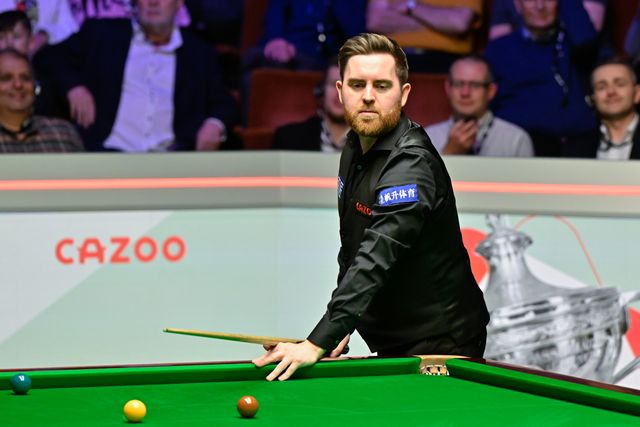 Jak Jones looks over the table, during the Cazoo World Championships 2024 at Crucible Theatre, Sheffield, United Kingdom, 4th May 2024

(Photo by Cody Froggatt/News Images)