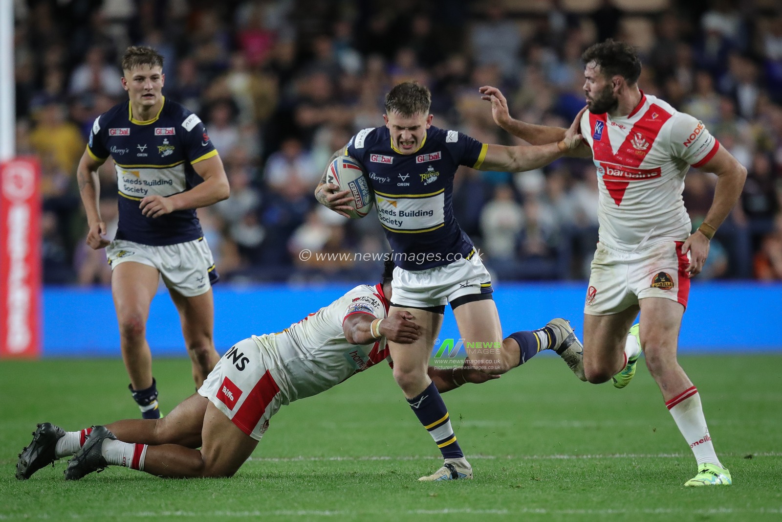 Corey Johnson #26 of Leeds Rhinos in action during the Betfred Super League Round 13 match Leeds Rhinos vs St Helens at Headingley Stadium, Leeds, United Kingdom, 26th May 2023

(Photo by James Heaton/News Images)