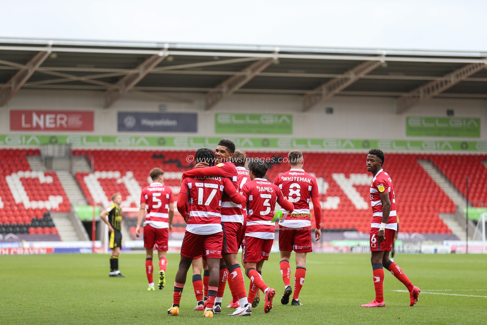Taylor Richards (on loan from Brighton) (17) of Doncaster Rovers celebrates his goal to make it 3-1