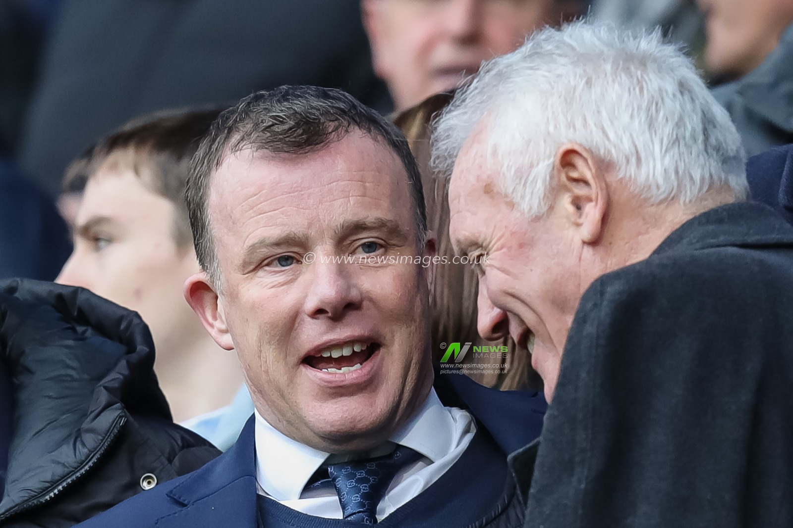 Managing director of Leeds United Angus Kinnear speaks with former player Eddie Gray in attendance during the Sky Bet Championship match Huddersfield Town vs Leeds United at John Smith's Stadium, Huddersfield, United Kingdom, 2nd March 2024

(Photo by James Heaton/News Images)