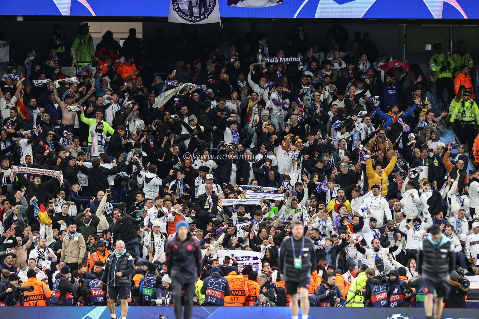 Real Madrid fans celebrating after the game during the UEFA Champions League Quarter Final Manchester City vs Real Madrid at Etihad Stadium, Manchester, United Kingdom, 17th April 2024

(Photo by Mark Cosgrove/News Images)