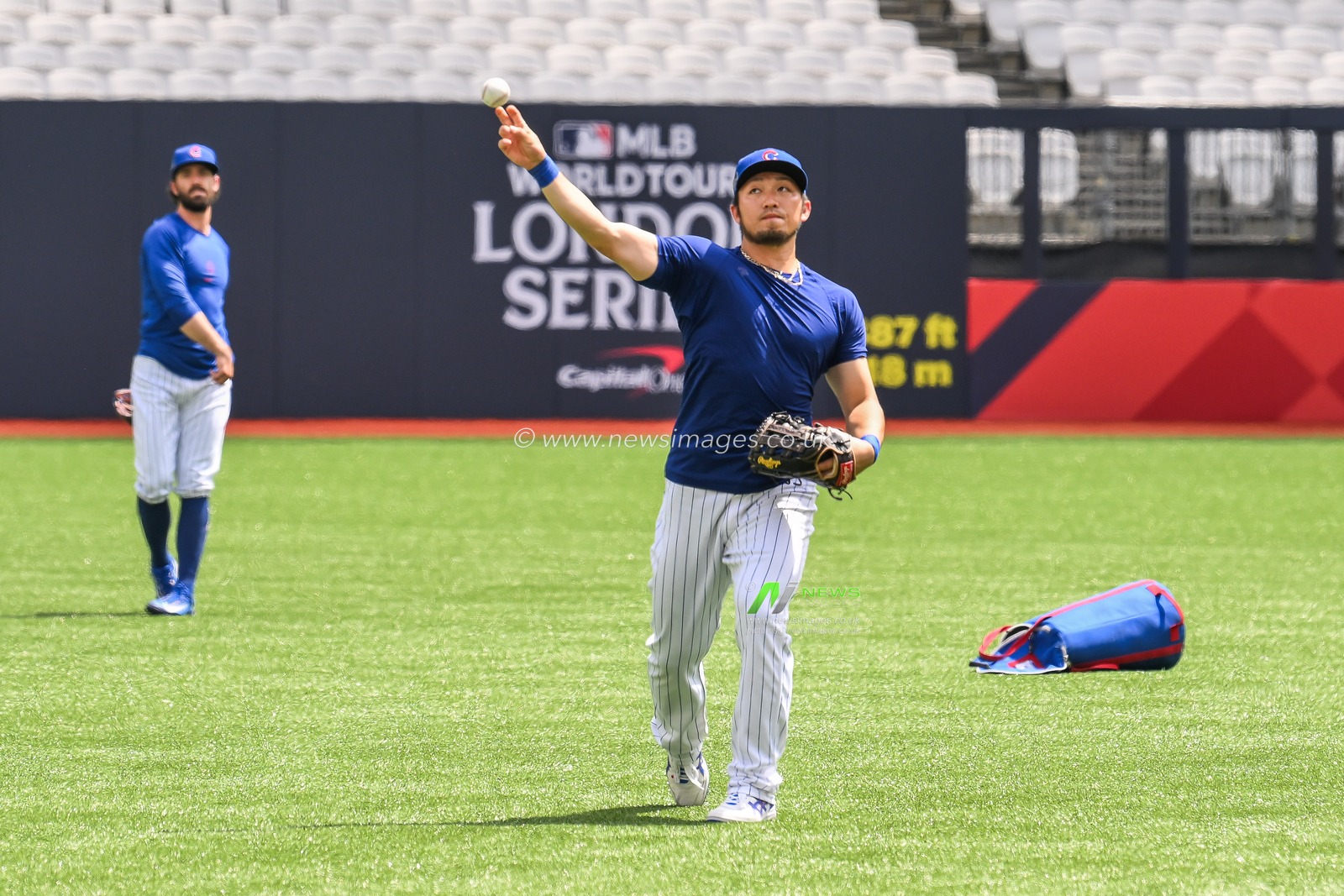 Seiya Suzuki #27 of the Chicago Cubsduring the 2023 MLB London Series Workout Day for St. Louis Cardinals and Chicago Cubs at London Stadium, London, United Kingdom, 23rd June 2023

(Photo by Craig Thomas/News Images)