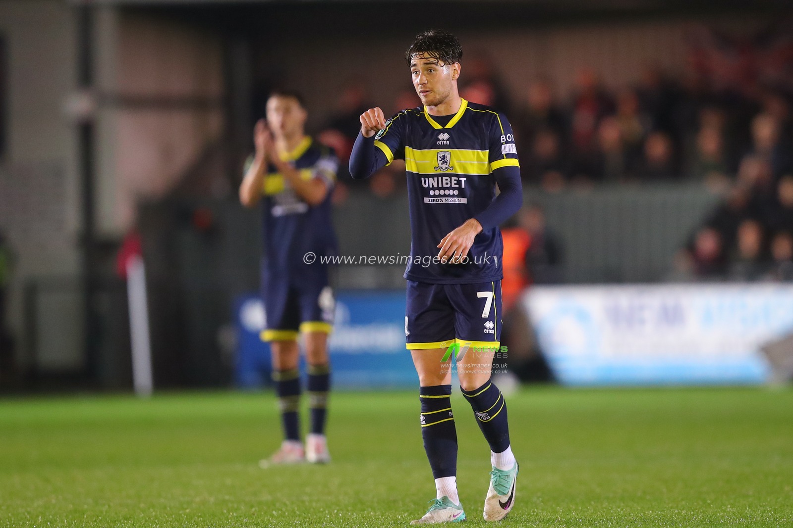 Hayden Hackney #7 of Middlesbrough gives his teammates instructions during the Carabao Cup match Exeter City vs Middlesbrough at St James' Park, Exeter, United Kingdom, 31st October 2023

(Photo by Gareth Evans/News Images)