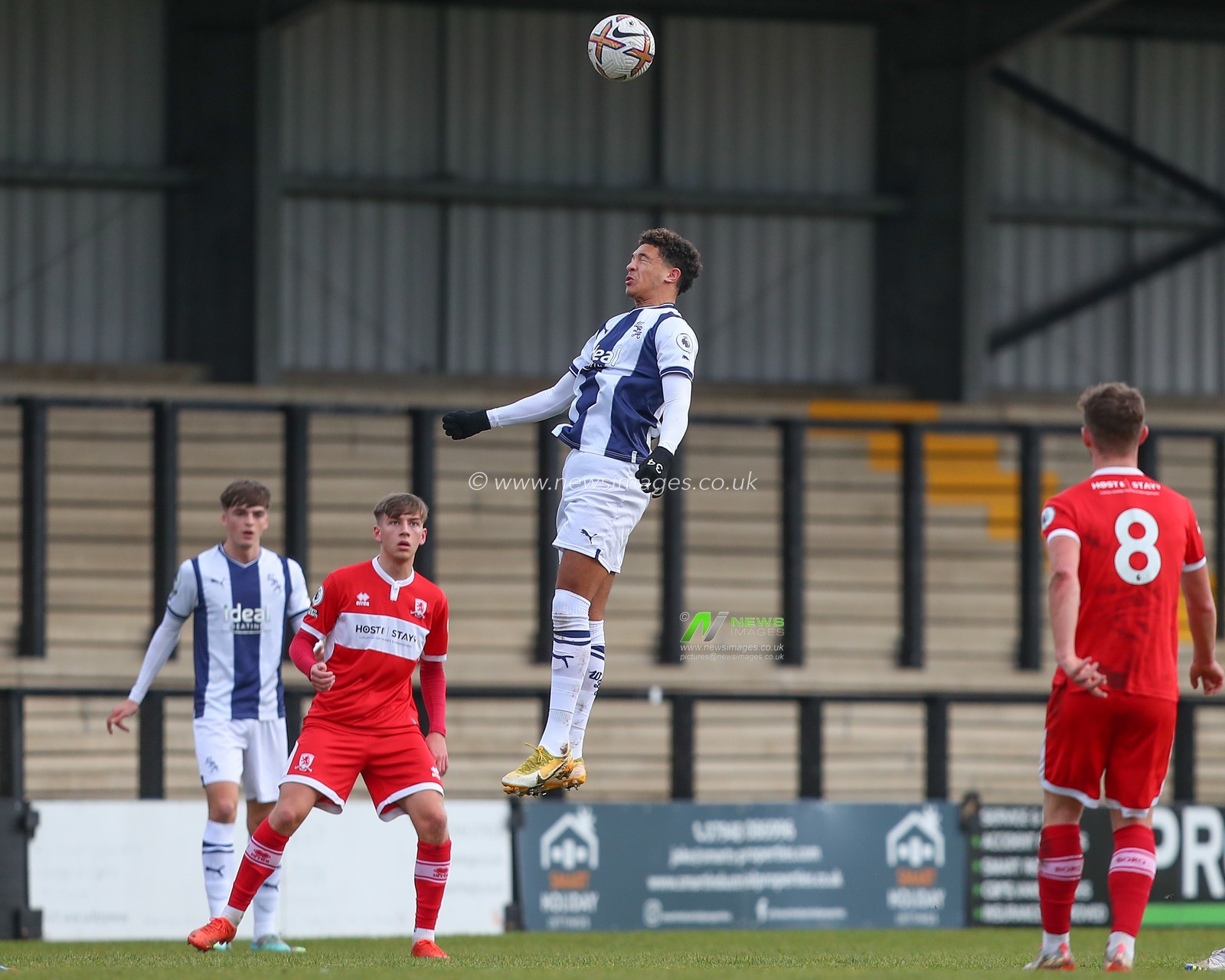 Ethan Ingram #34 of West Bromwich Albion heads the ball clear during the Premier League Cup match West Bromwich Albion vs Middlesbrough U23's at Keys Park, Hednesford, United Kingdom, 5th January 2023

(Photo by Gareth Evans/News Images)
