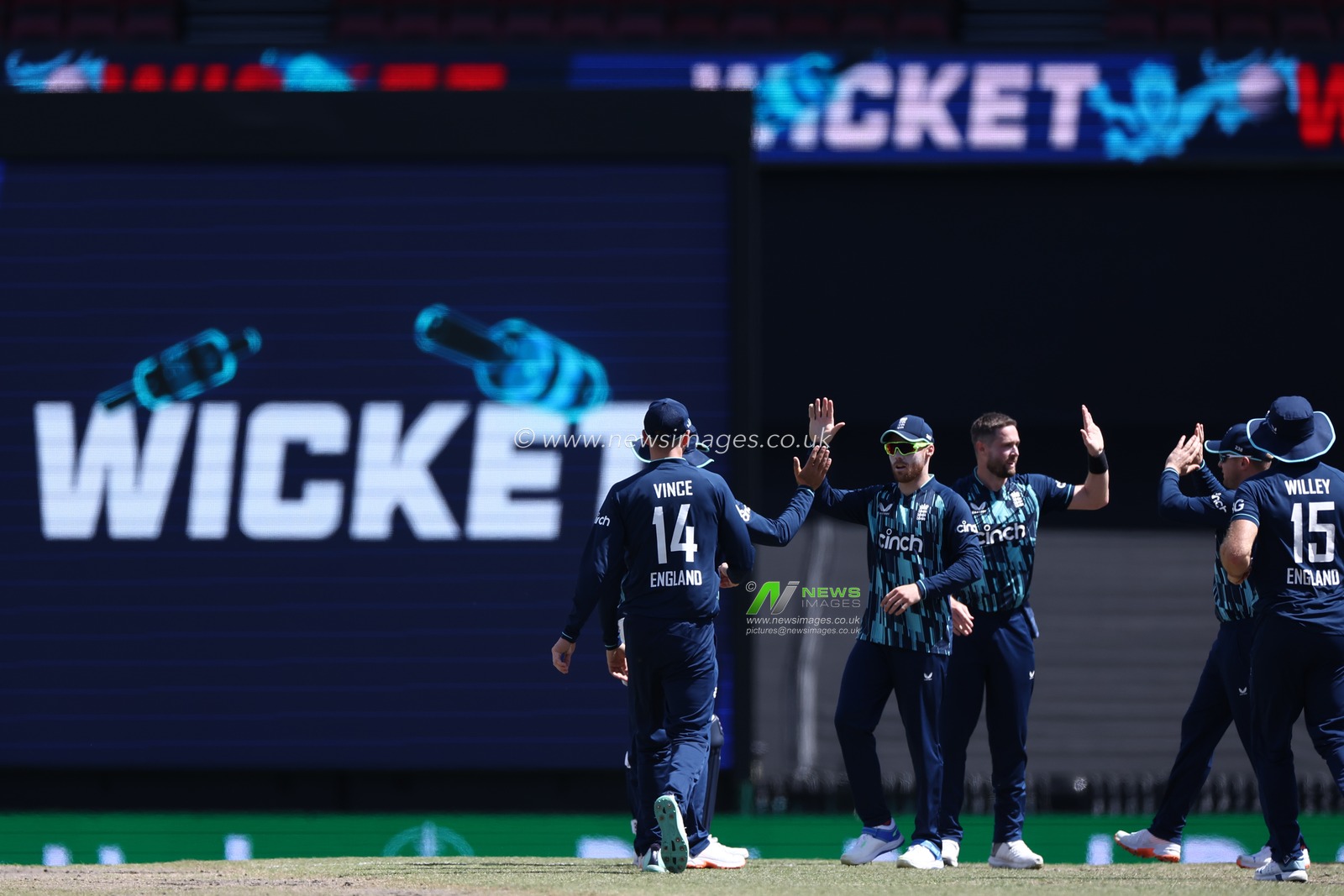 Chris Woakes of England celebrates after Travis Head of Australia is dismissed during the Dettol Series 2nd ODI match Australia vs England at SCG, Sydney, Australia, 19th November 2022

(Photo by Patrick Hoelscher/News Images)