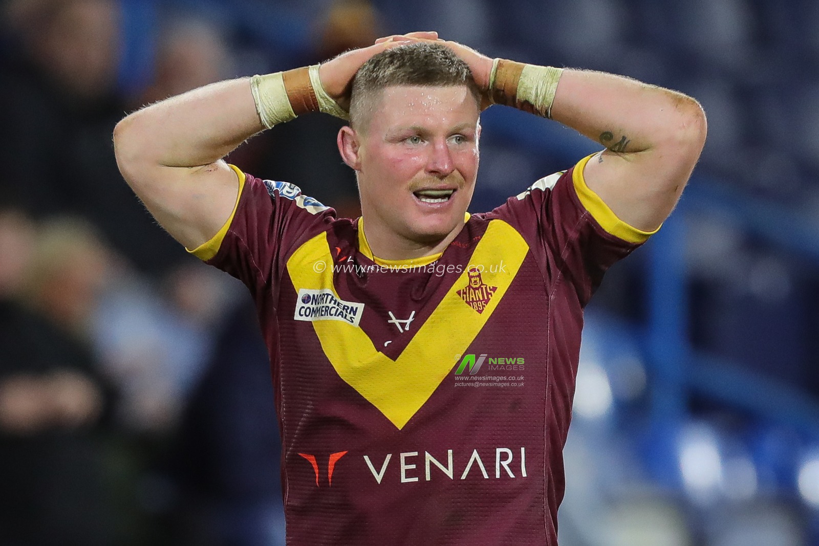 A dejected Luke Yates #13 of Huddersfield Giants during the Betfred Super League Round 5 match Huddersfield Giants vs Wigan Warriors at John Smith's Stadium, Huddersfield, United Kingdom, 17th March 2023

(Photo by James Heaton/News Images)