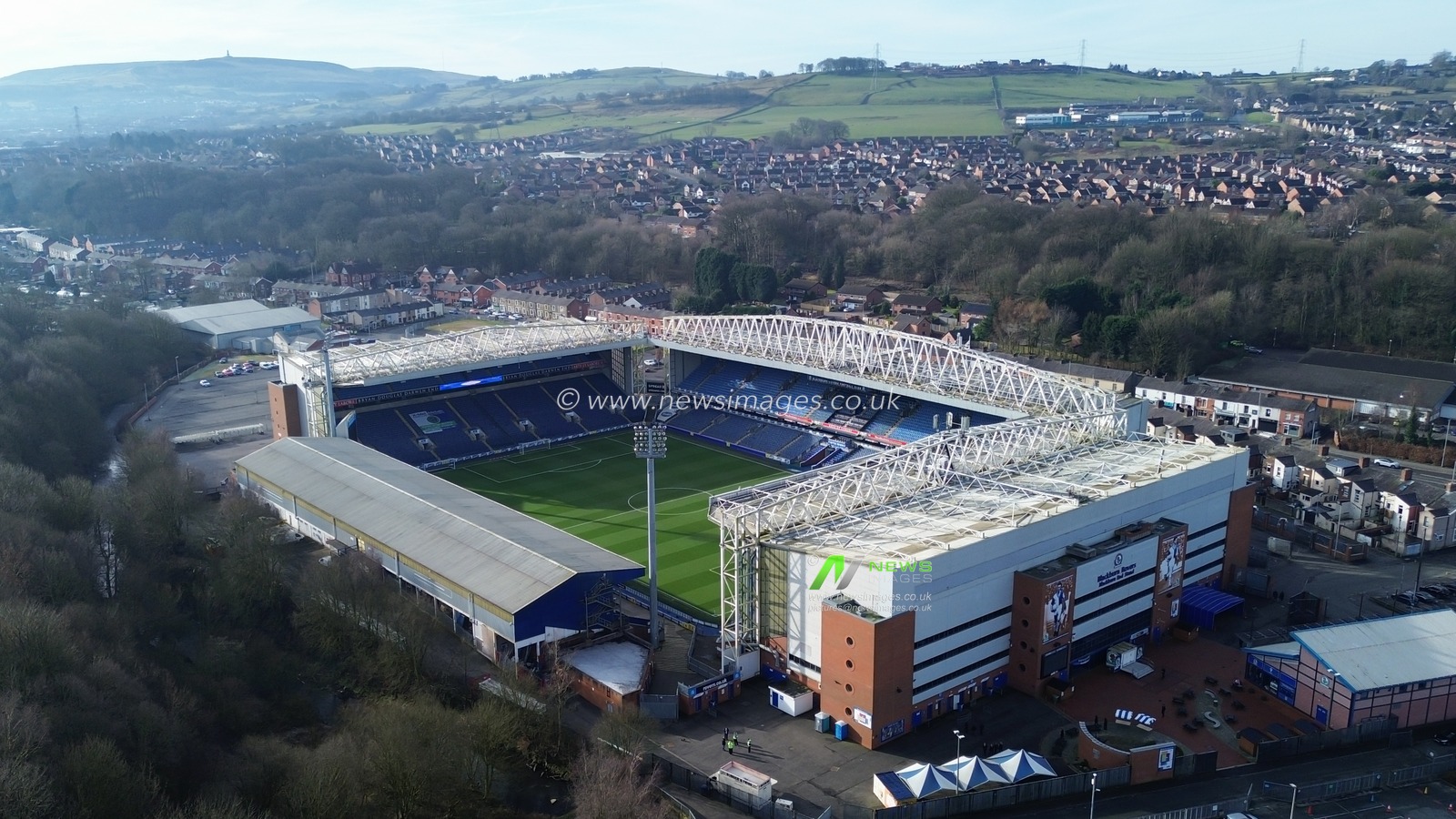 An aerial view of Ewood Park before the Sky Bet Championship match Blackburn Rovers vs Norwich City at Ewood Park, Blackburn, United Kingdom, 1st March 2025

(Photo by Jorge Horsted/News Images)