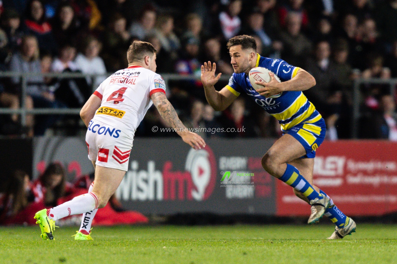 12th April 2019 , Totally Wicked Stadium, St Helens, England;  Betfred Super League, Round 10, St Helens vs Warrington Wolves,  Toby King of Warrington Wolves during the game

Credit: Richard Long/News Images