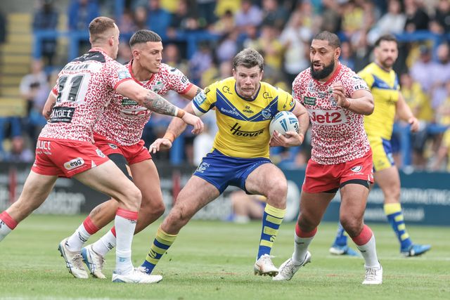 Lachlan Fitzgibbon of Warrington Wolves in action during the Betfred Super League Round 25 match Warrington Wolves vs Leigh Leopards at Halliwell Jones Stadium, Warrington, United Kingdom, 6th September 2025

(Photo by Mark Cosgrove/News Images)