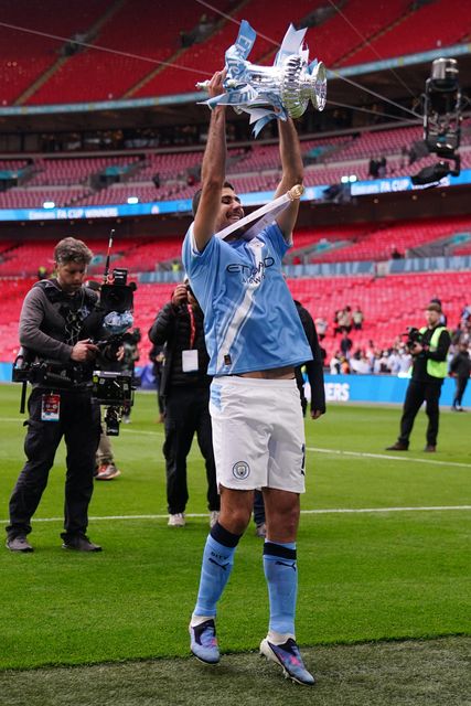 Rodri of Manchester City celebrates with the fa cup trophy during the Emirates FA Cup Final match Chelsea vs Manchester City at Wembley Stadium, London, United Kingdom on 16 May 2026

(Photo by Harvey Murphy/News Images)