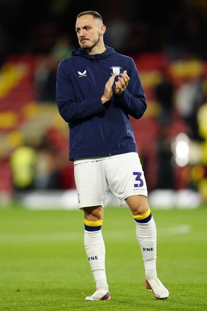 Andrija Vukcevic of Preston North End applauds away support during the Sky Bet Championship match Watford vs Preston North End at Vicarage Road, Watford, United Kingdom on 08 September 2026

(Photo by Harvey Murphy/News Images)