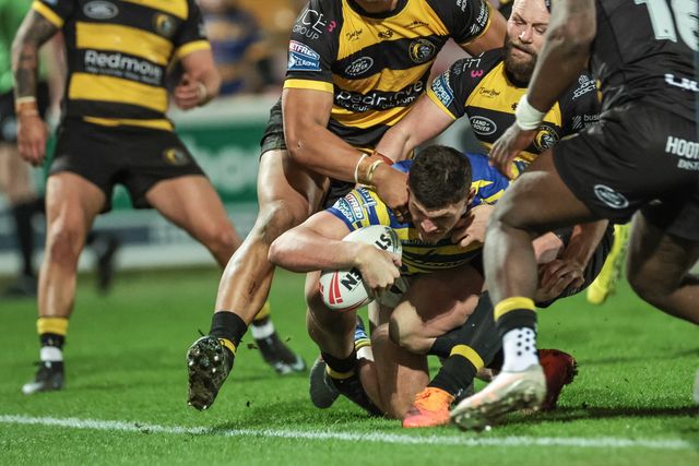 Sam Stone of Warrington Wolves goes over for a try during the Betfred Super League Round 4 match York Knights vs Warrington Wolves at LNER Community Stadium, York, United Kingdom on 06 March 2026

(Photo by Mark Cosgrove/News Images)