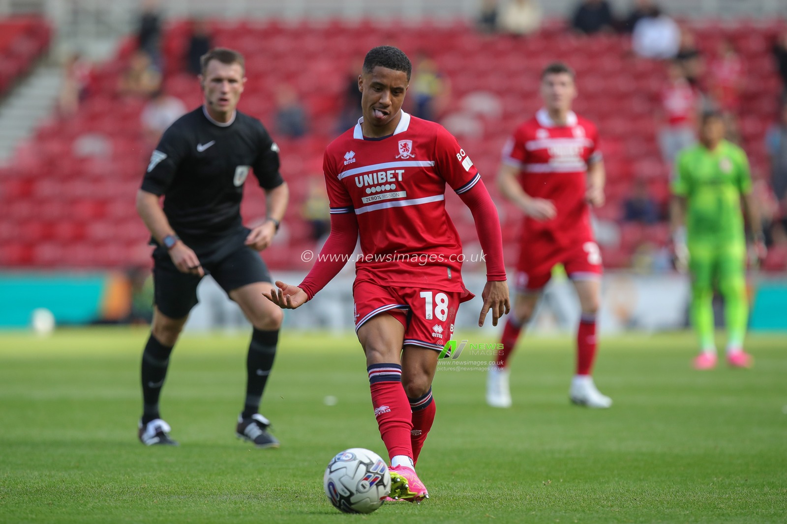 Samuel Silvera #18 of Middlesbrough passes the ball during the Sky Bet Championship match Middlesbrough vs Queens Park Rangers at Riverside Stadium, Middlesbrough, United Kingdom, 2nd September 2023

(Photo by James Heaton/News Images)