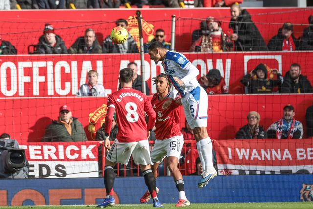 Maxence Lacroix of Crystal Palace scores to make it 0-1 during the Premier League match Manchester United vs Crystal Palace at Old Trafford, Manchester, United Kingdom on 01 March 2026

(Photo by Mark Cosgrove/News Images)