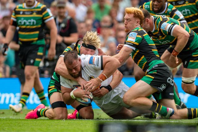 Josh Iosefa-Scott of Exeter Chiefs scores Exeter’s 2nd try during the Gallagher PREM Final match Northampton Saints vs Exeter Chiefs at Allianz Stadium, Twickenham, United Kingdom on 20 June 2026.

(Photo by Alex Williamson/News Images)