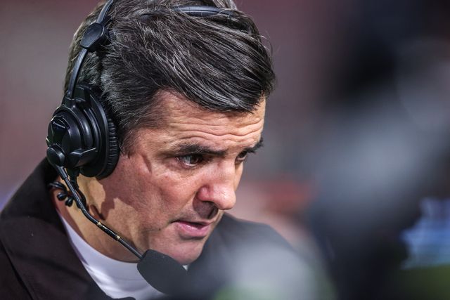 Brian Carney, Sky Sports Rugby League presenter during the Betfred Super League play-off Eliminator 1 match Leigh Leopards vs Wakefield Trinity at Progress With Unity Stadium, Leigh, United Kingdom, 26th September 2025

(Photo by Alfie Cosgrove/News Images)