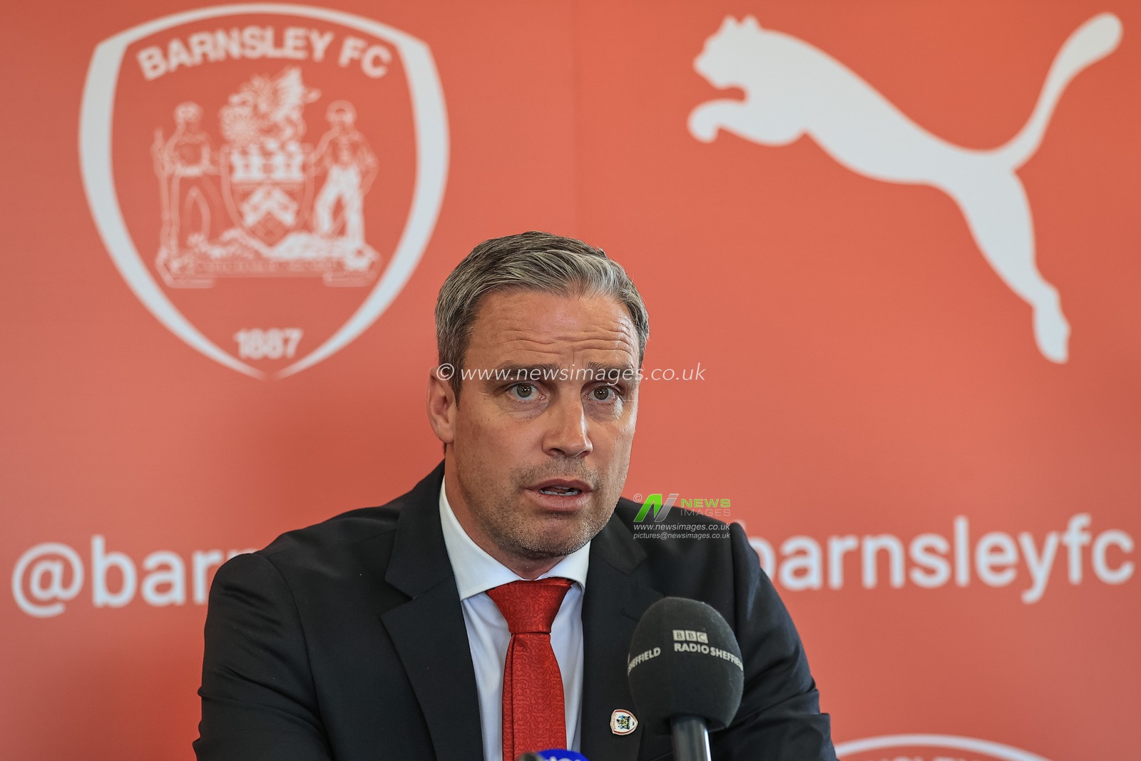 Barnsley FCâ€™s newly appointed Head Coach Michael Duff speaks to the press at Oakwell in his first official press conference on the 16th of June 2022, Oakwell, Barnsley, South Yorkshire, United Kingdom.