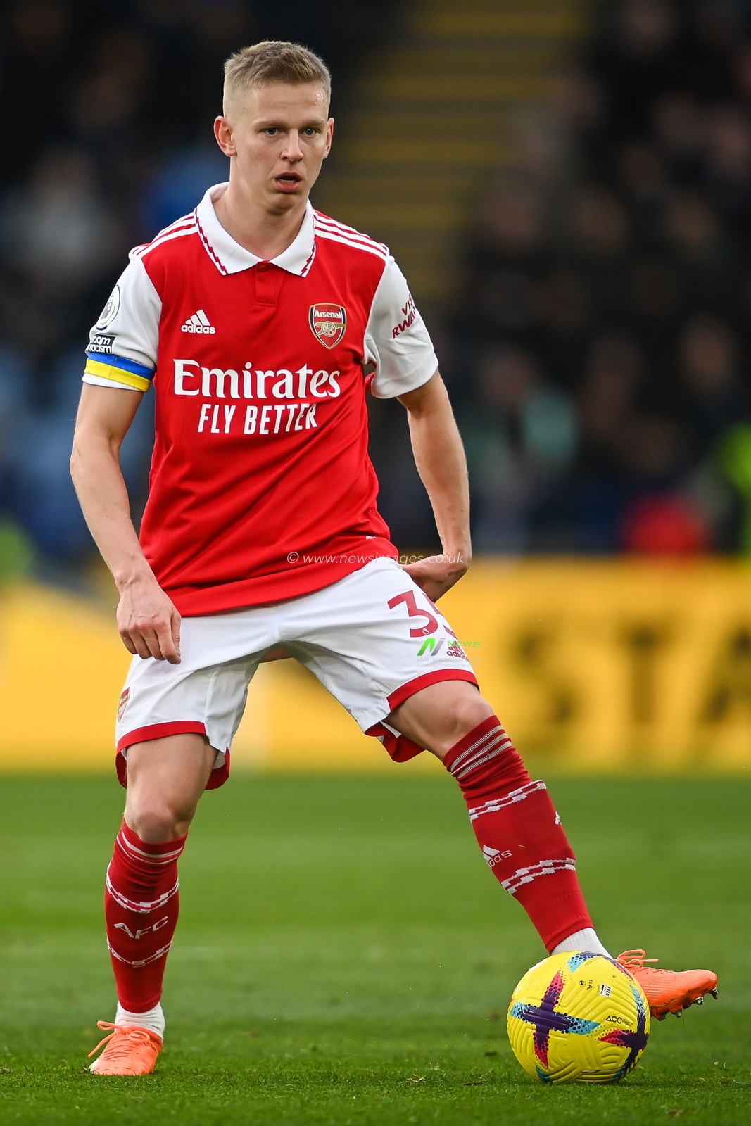 Oleksandr Zinchenko #35 of Arsenal in action during the game during the Premier League match Leicester City vs Arsenal at King Power Stadium, Leicester, United Kingdom, 25th February 2023

(Photo by Craig Thomas/News Images)