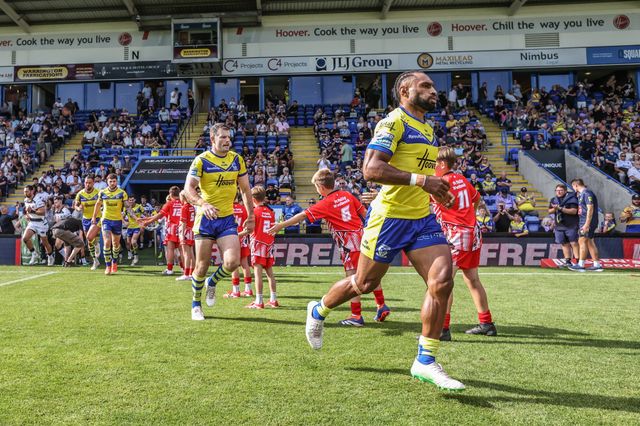 Rodrick Tai of Warrington Wolves comes out for the game during the Betfred Super League round 16 match Warrington Wolves vs Hull FC at Halliwell Jones Stadium, Warrington, United Kingdom, 28th June 2025

(Photo by Alfie Cosgrove/News Images)