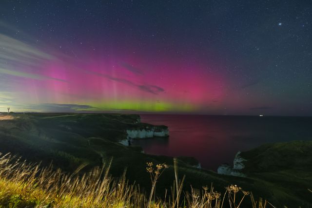 Northern Lights also know as the Aurora Borealis shines over Bempton Cliffs, Flamborough, United Kingdom, 2nd September 2025

(Photo by Mark Cosgrove/News Images)