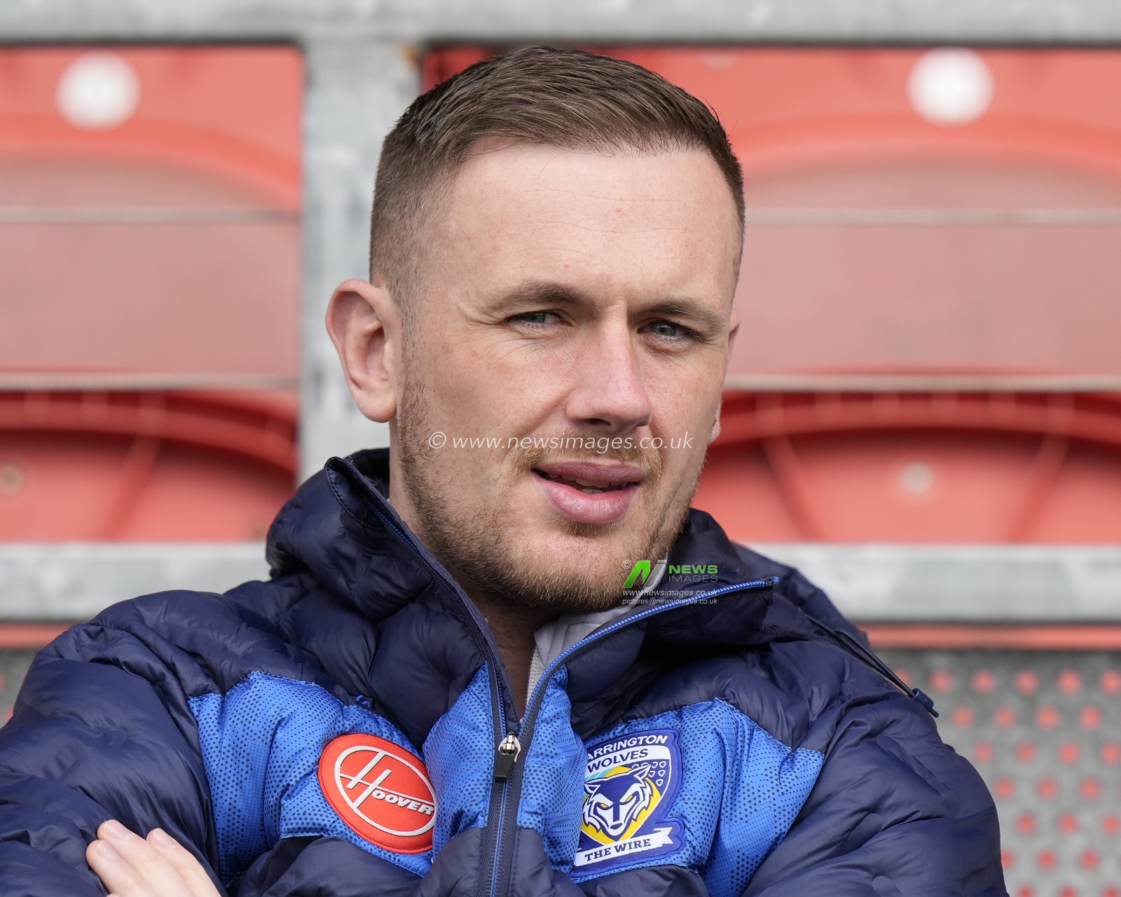 Ben Currie of Warrington Wolves watches from the touchline before the Betfred Challenge Cup Quarter Final match St Helens vs Warrington Wolves at Totally Wicked Stadium, St Helens, United Kingdom, 14th April 2024

(Photo by Steve Flynn/News Images)