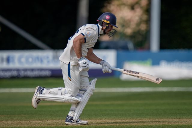 Matthew Montgomery scores a half century with a couple of runs to get to 50 during the county Championship Division Two day 4 Derbyshire vs Gloucestershire at The Central Co-Op County Ground, Derby, United Kingdom on 27 April 2026

(Photo by Maynard Manyowa/News Images)
