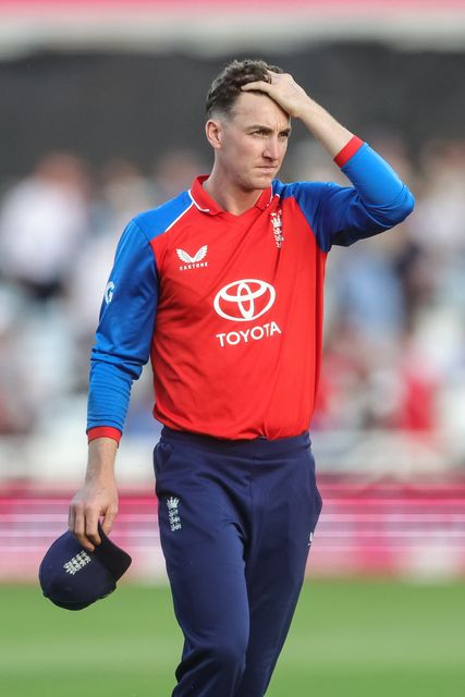 England captain Harry Brook brushes his hair back after England win during the Third Vitality T20 International match England vs India at Trent Bridge, Nottingham, United Kingdom on 07 July 2026

(Photo by Mark Cosgrove/News Images)