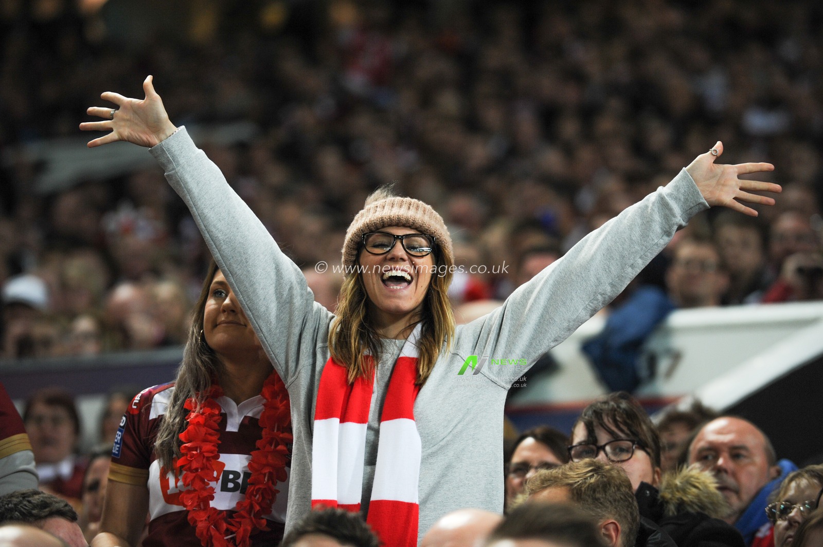 13th October 2018 , Old Trafford,  Manchester, England;  Betfred Super League Grand Final, Wigan Warriors v Warrington Wolves; happy wigan fan


Credit: Richard Long/News Images