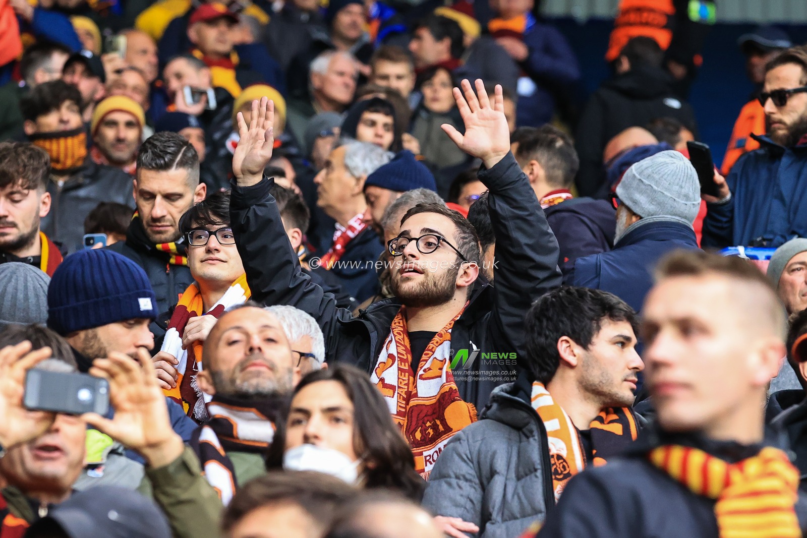 Roma fans take their seats at The King Power Stadium, Home of Leicester City
