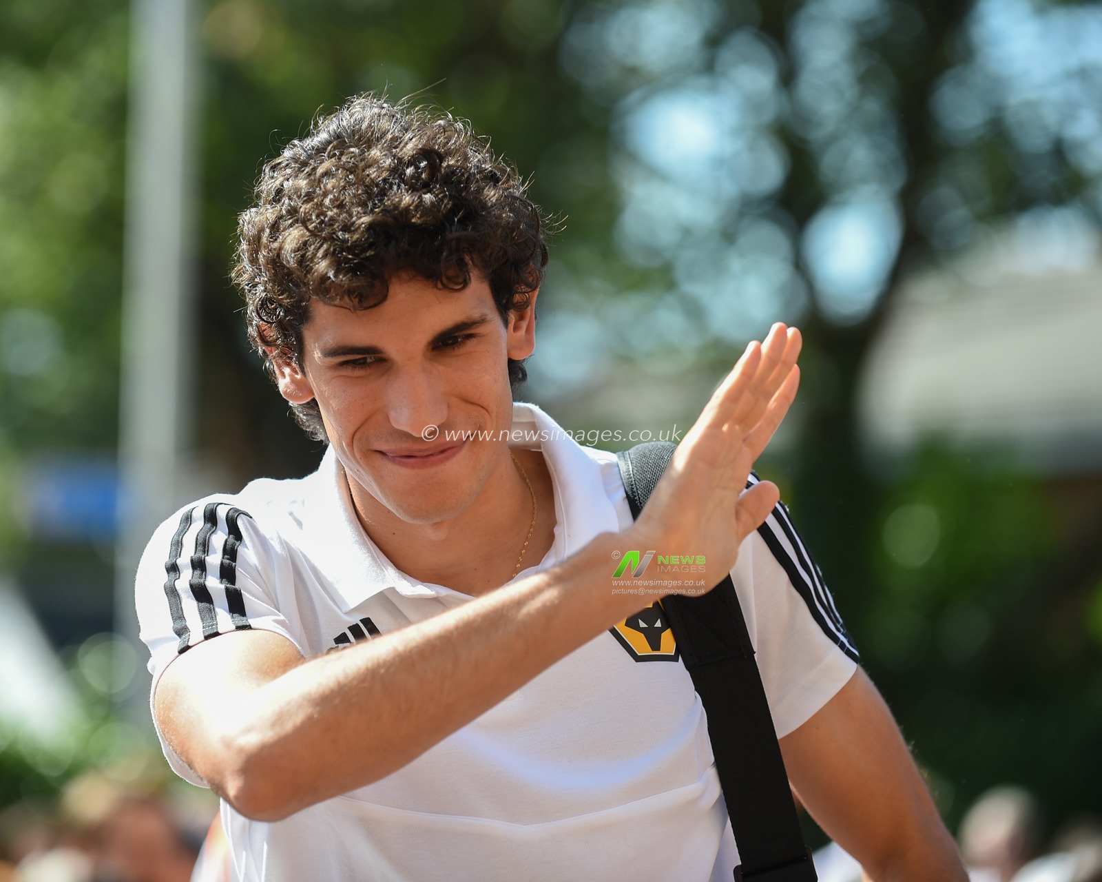 25th August 2019, Molineux Stadium, Wolverhampton, England ; Premier League Football, Wolverhampton Wanderers vs Burnley ; Jesus Vallejo (4) of Wolverhampton Wanderers arrives at the ground

Credit: Richard Long/News Images

English Football League images are subject to DataCo Licence