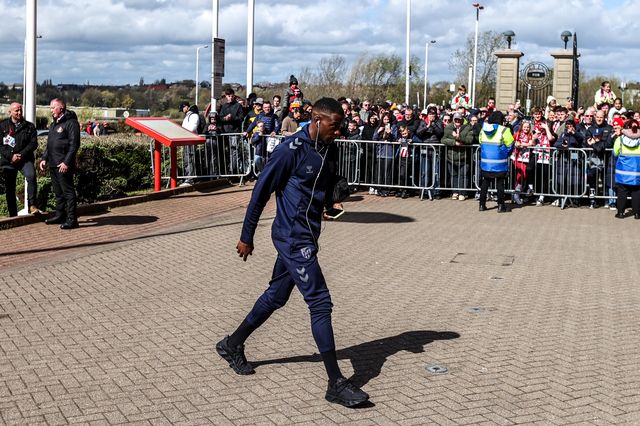 Nordi Mukiele of Sunderland arrives during the Premier League match Sunderland vs Tottenham Hotspur at Stadium Of Light, Sunderland, United Kingdom on 12 April 2026

(Photo by Alfie Cosgrove/News Images)