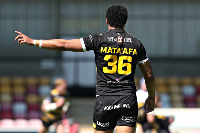 Toa Mata'Afa of York Knights RLFC during the Betfred Championship match York City Knights vs Featherstone Rovers at LNER Community Stadium, York, United Kingdom, 29th June 2025(Photo by Sam Eaden/News Images)