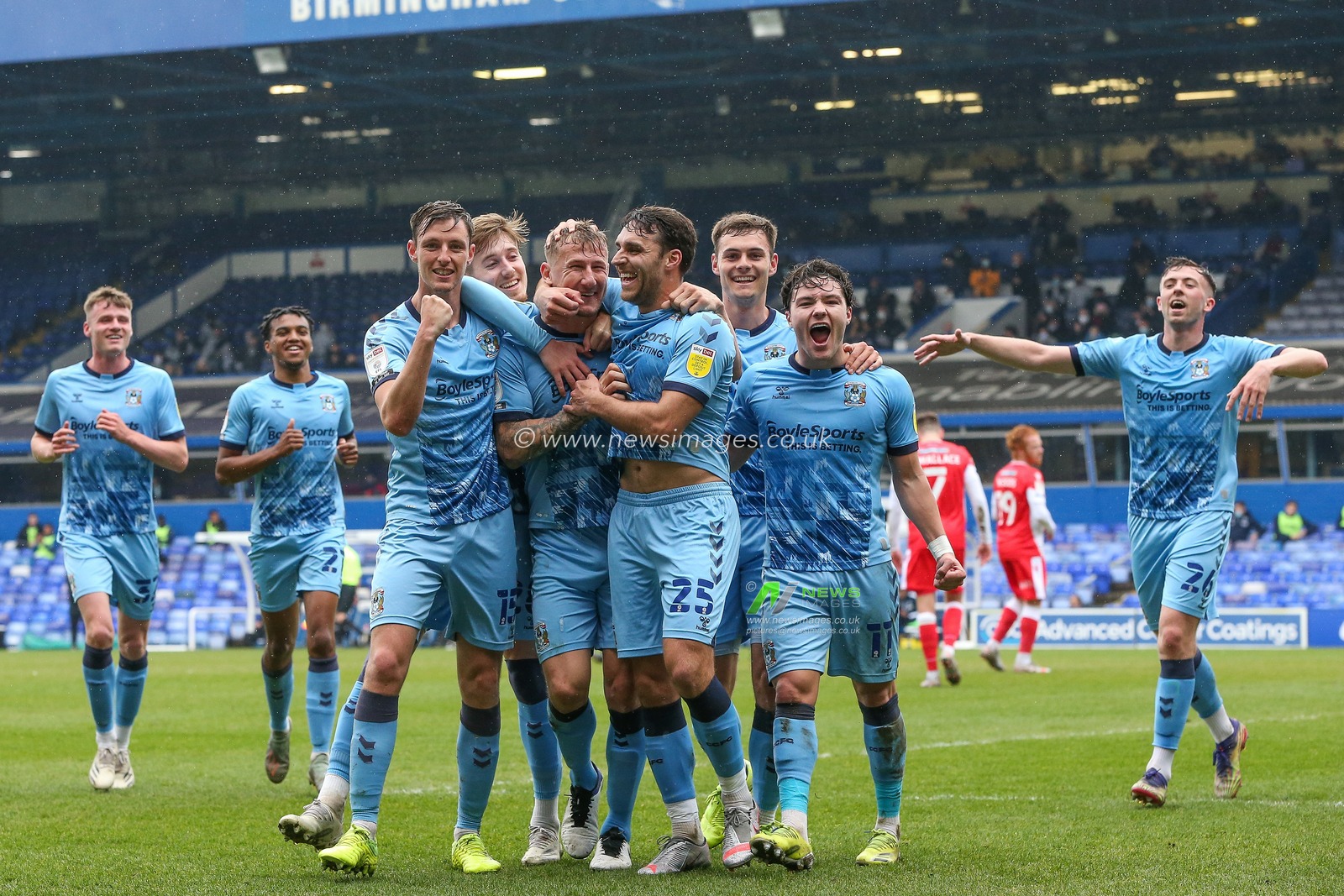Kyle McFadzean #5 of Coventry City celebrates his goal in the game against Millwall