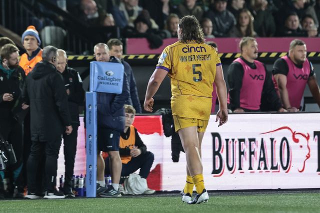 JJ van der Mescht of Northampton Saints leaves the field after receiving a 20 minute red card during the Gallagher Premiership match Newcastle Red Bulls vs Northampton Saints at Kingston Park, Newcastle, United Kingdom, 17th October 2025

(Photo by Mark Cosgrove/News Images)