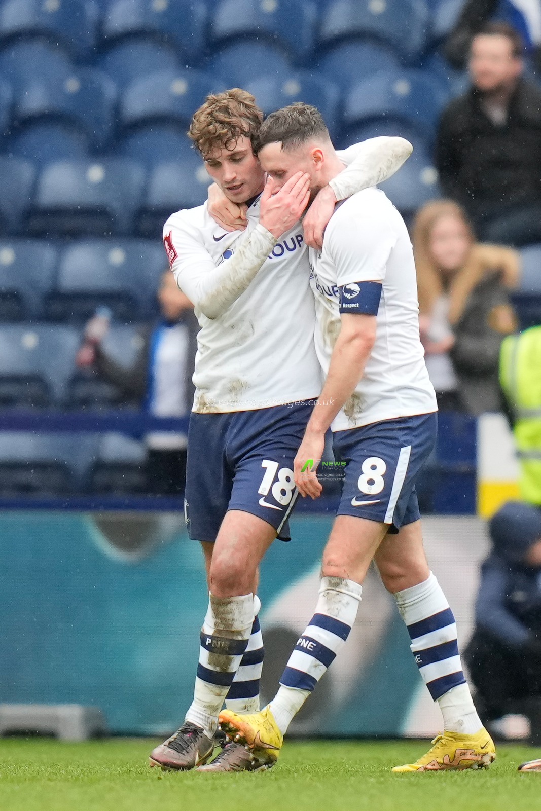 Ryan Ledson celebrates with goal scorer Alan Browne during the Emirates FA Cup Third Round match Preston North End vs Huddersfield Town at Deepdale, Preston, United Kingdom, 7th January 2023

(Photo by Steve Flynn/News Images)