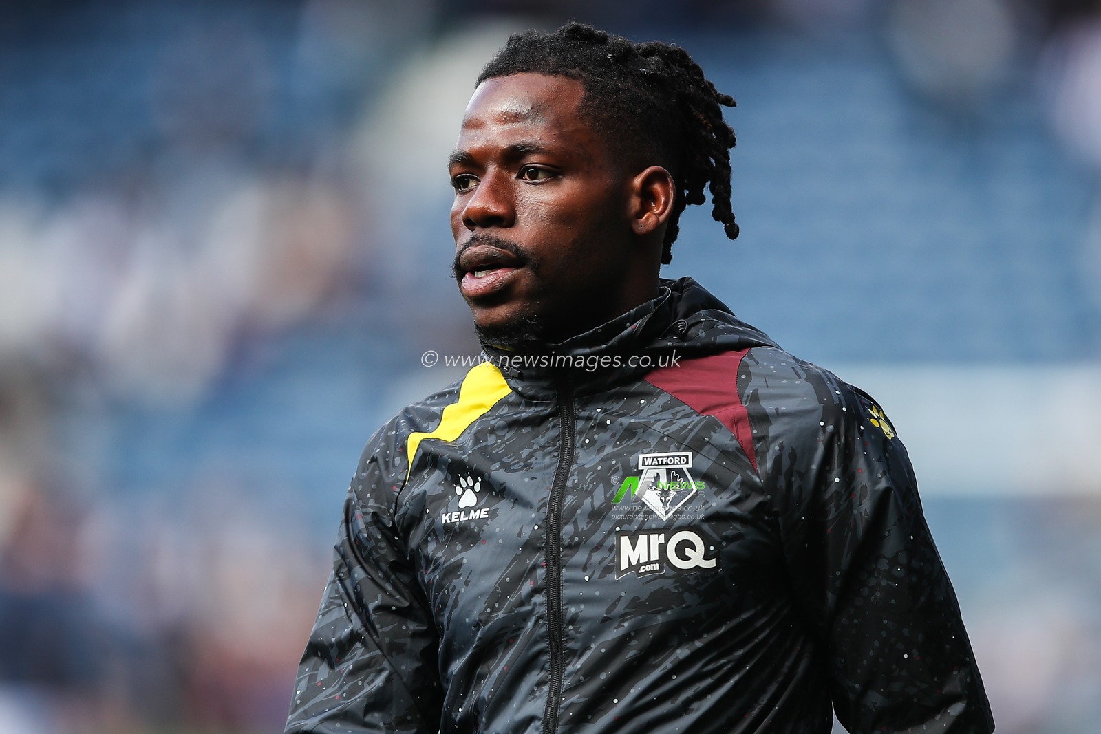 Tom Dele-Bashiru of Watford during the pre-game warm up ahead of the Sky Bet Championship match West Bromwich Albion vs Watford at The Hawthorns, West Bromwich, United Kingdom, 1st April 2024

(Photo by Gareth Evans/News Images)