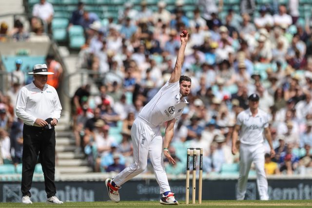 Josh Tongue of England delivers the ball during the 2nd Rothesay Test Match Day 4 match England vs New Zealand at The Kia Oval, London, United Kingdom on 20 June 2026

(Photo by Mark Cosgrove/News Images)
