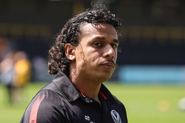 Tristan Sailor of St Helens R.F.C. arrives during the Betfred Super League round 12 match Castleford Tigers vs St Helens at OneBore Stadium, Castleford, Untied Kingdom on 23 May 2026

(Photo by Mark Cosgrove/News Images)