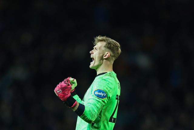 Blackburn Rovers goalkeeper Balazs Toth celebrates Yuki Ohashi of Blackburn Rovers goal to make it 1-0 during the Sky Bet Championship match Blackburn Rovers vs Preston North End at Ewood Park, Blackburn, United Kingdom on 20 February 2026

(Photo by Jorge Horsted/News Images)