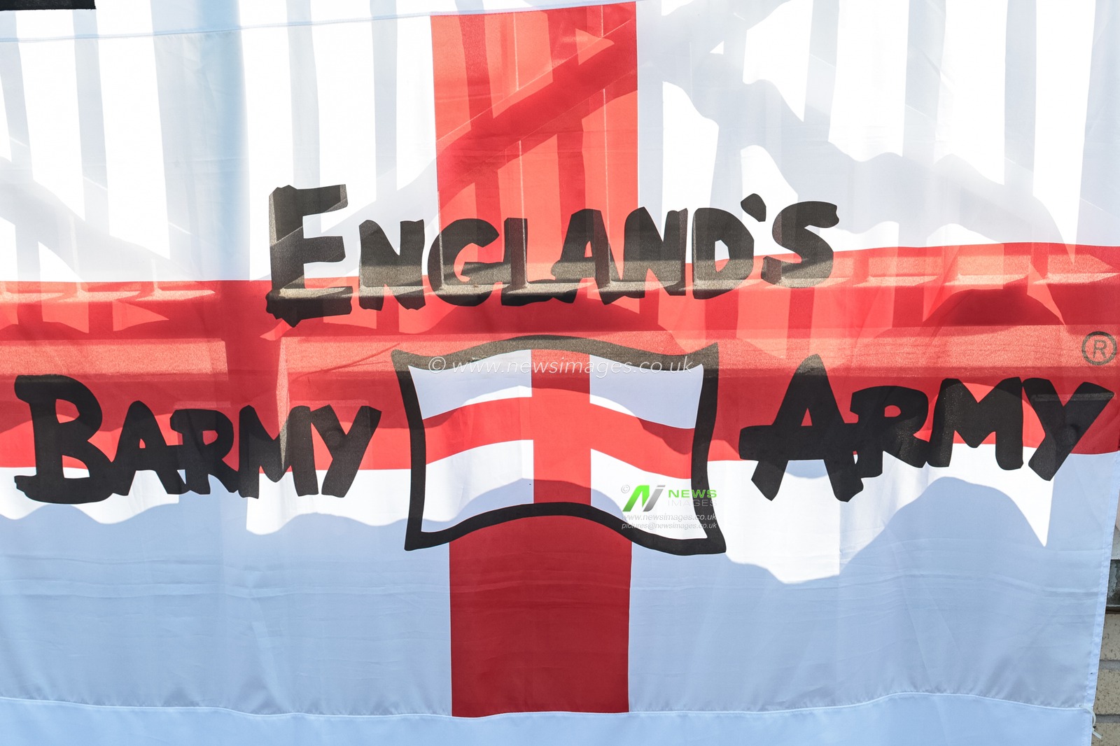 England’s Barmy Army flag during the 3rd Rothesay Test Match Day 2 match England vs New Zealand at Trent Bridge, Nottingham, United Kingdom on 26 June 2026

(Photo by Mark Cosgrove/News Images)