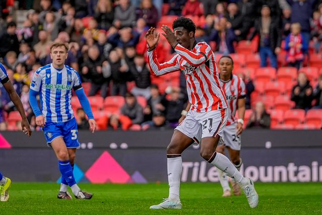 Jesurun Rak-Sakyi of Stoke City reacts after a missed chance on goal  during the Sky Bet Championship match Stoke City vs Sheffield Wednesday at Bet365 Stadium, Stoke On Trent, United Kingdom on 03 April 2026

(Photo by Maynard Manyowa/News Images)