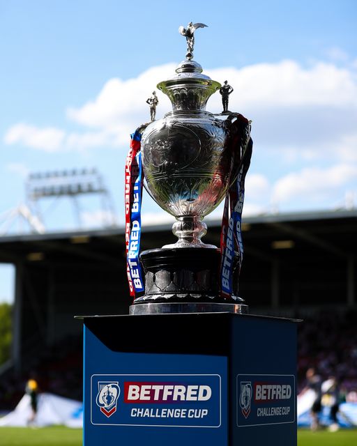 The Betfred Challenge Cup on display during the Betfred Challenge Cup Semi-final match Warrington Wolves vs Leigh Leopards at Totally Wicked Stadium, St Helens, United Kingdom, 11th May 2025

(Photo by Gareth Evans/News Images)