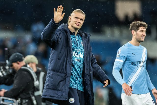 Erling Haaland of Manchester City waves to the fans after the game during the Premier League match Manchester City vs Crystal Palace at Etihad Stadium, Manchester, United Kingdom on 13 May 2026

(Photo by Mark Cosgrove/News Images)