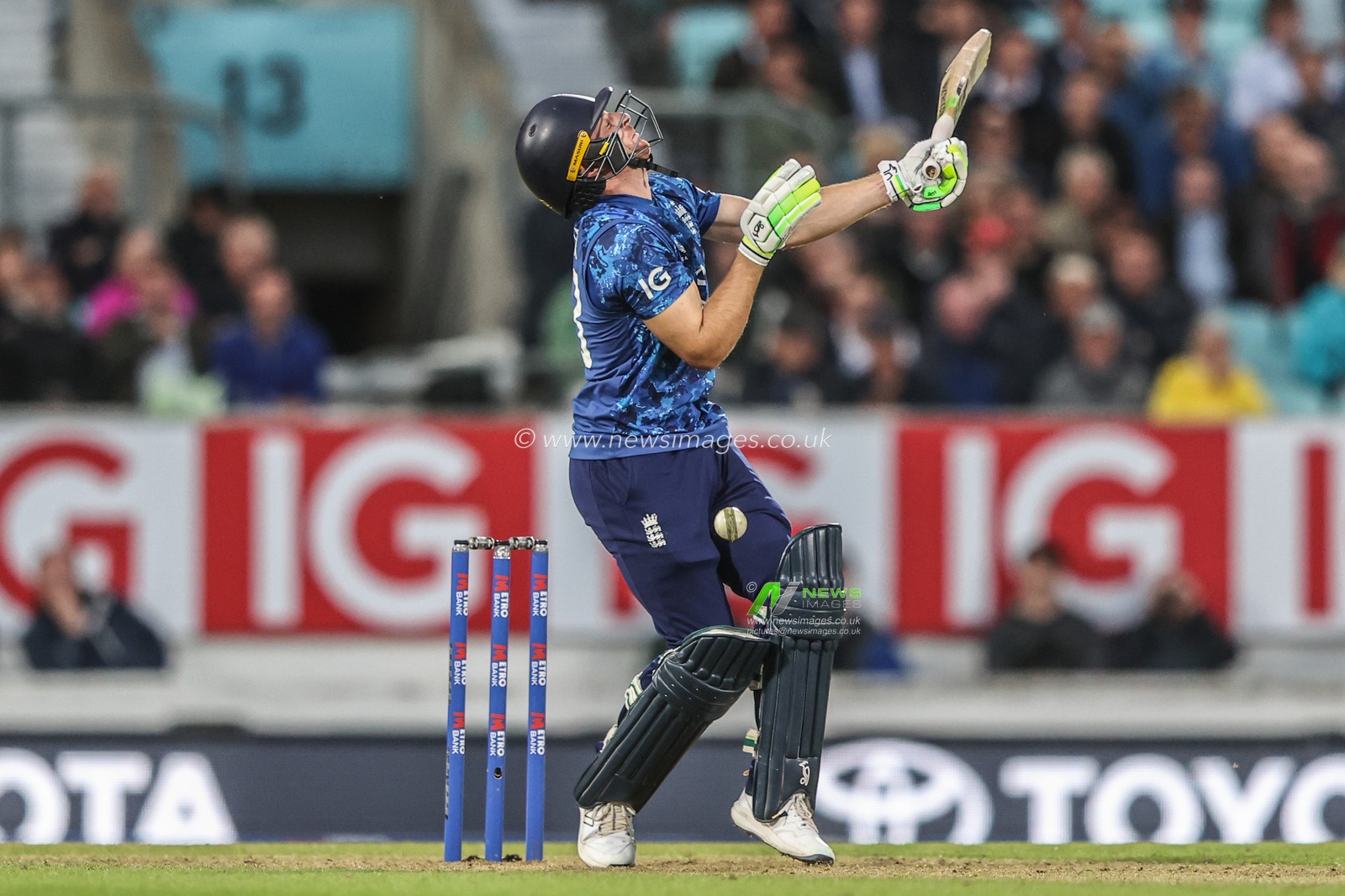 Jos Buttler of England takes a hit to the chest from the ball during the 3rd Metro Bank ODI England v West Indies at The Kia Oval, London, United Kingdom, 3rd June 2025

(Photo by Alfie Cosgrove/News Images)