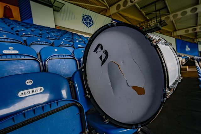 A general view of the drum in the stands during the Betfred Super League round 7 match Huddersfield Giants vs York Knights at Accu Stadium, Huddersfield, United Kingdom on 04 April 2026

(Photo by Maynard Manyowa/News Images)
