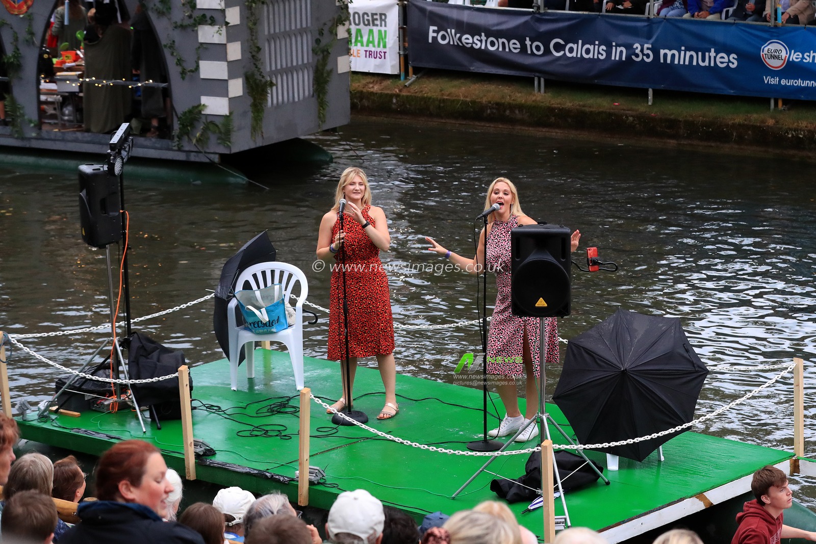 Hythe duo, Here Come the Girls seen on a float during the fete.