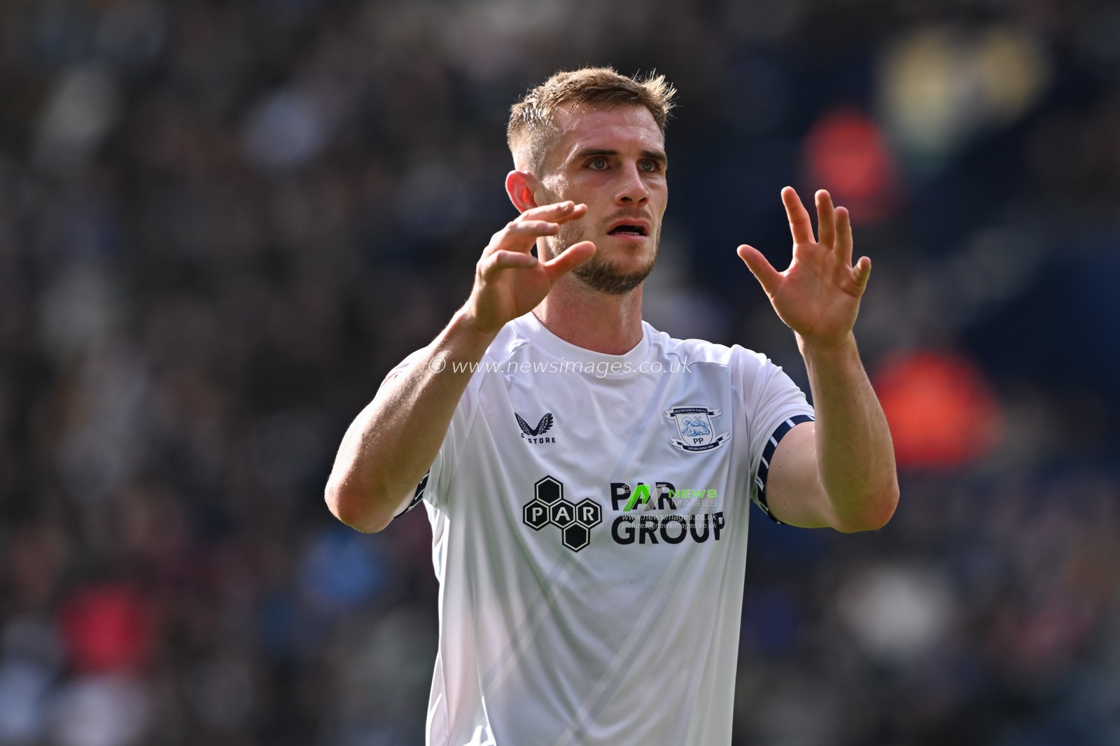 Liam Lindsay of Preston North End reacts during the Sky Bet Championship match Preston North End vs Coventry City at Deepdale, Preston, United Kingdom, 19th October 2024

(Photo by Cody Froggatt/News Images)
