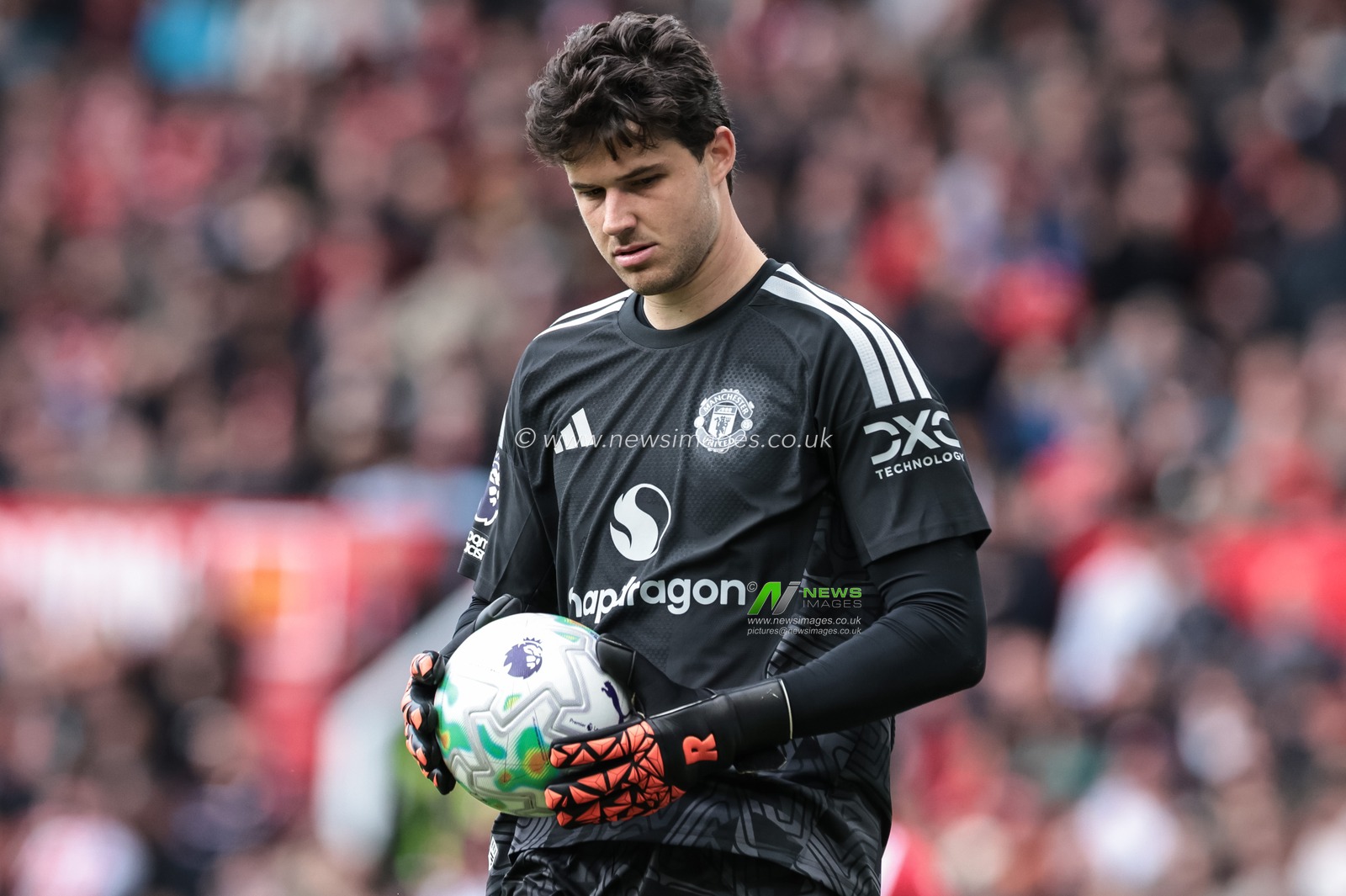 Manchester United goalkeeper Senne Lammens during the Premier League match Manchester United vs Nottingham Forest at Old Trafford, Manchester, United Kingdom on 17 May 2026

(Photo by Mark Cosgrove/News Images)